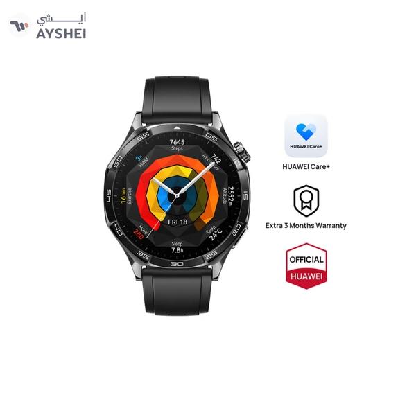 Huawei Watch GT 5 46mm Smartwatch, up to 14 Days Battery Life, All-new Running and Cycling Experience, Sharp-Edged Design Watch, Health Tracking, Compatible with iOS and Android - Fluoroelastomer Strap Black