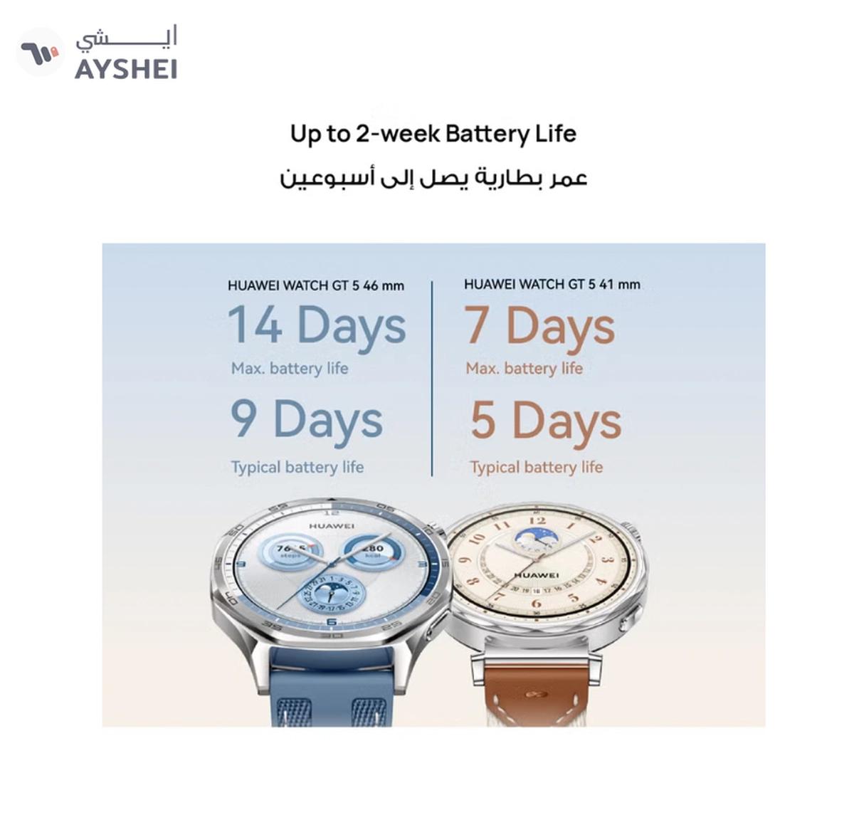 Huawei Watch GT 5 46mm Smartwatch, up to 14 Days Battery Life, All-new Running and Cycling Experience, Sharp-Edged Design Watch, Health Tracking, Compatible with iOS and Android - Fluoroelastomer Strap Black-6-6