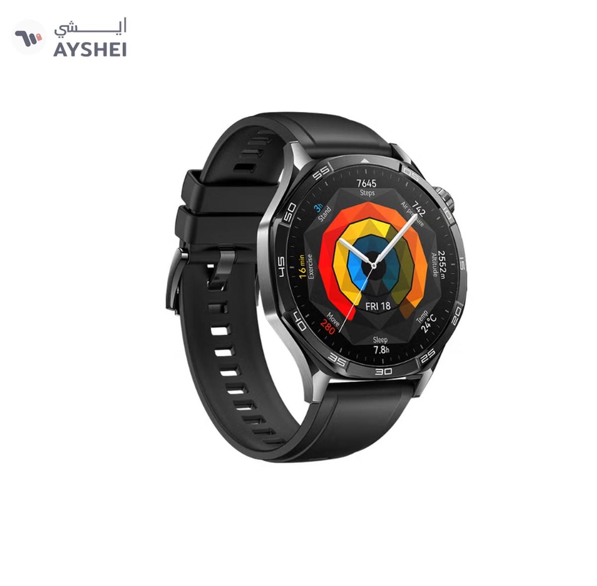 Huawei Watch GT 5 46mm Smartwatch, up to 14 Days Battery Life, All-new Running and Cycling Experience, Sharp-Edged Design Watch, Health Tracking, Compatible with iOS and Android - Fluoroelastomer Strap Black-1-1