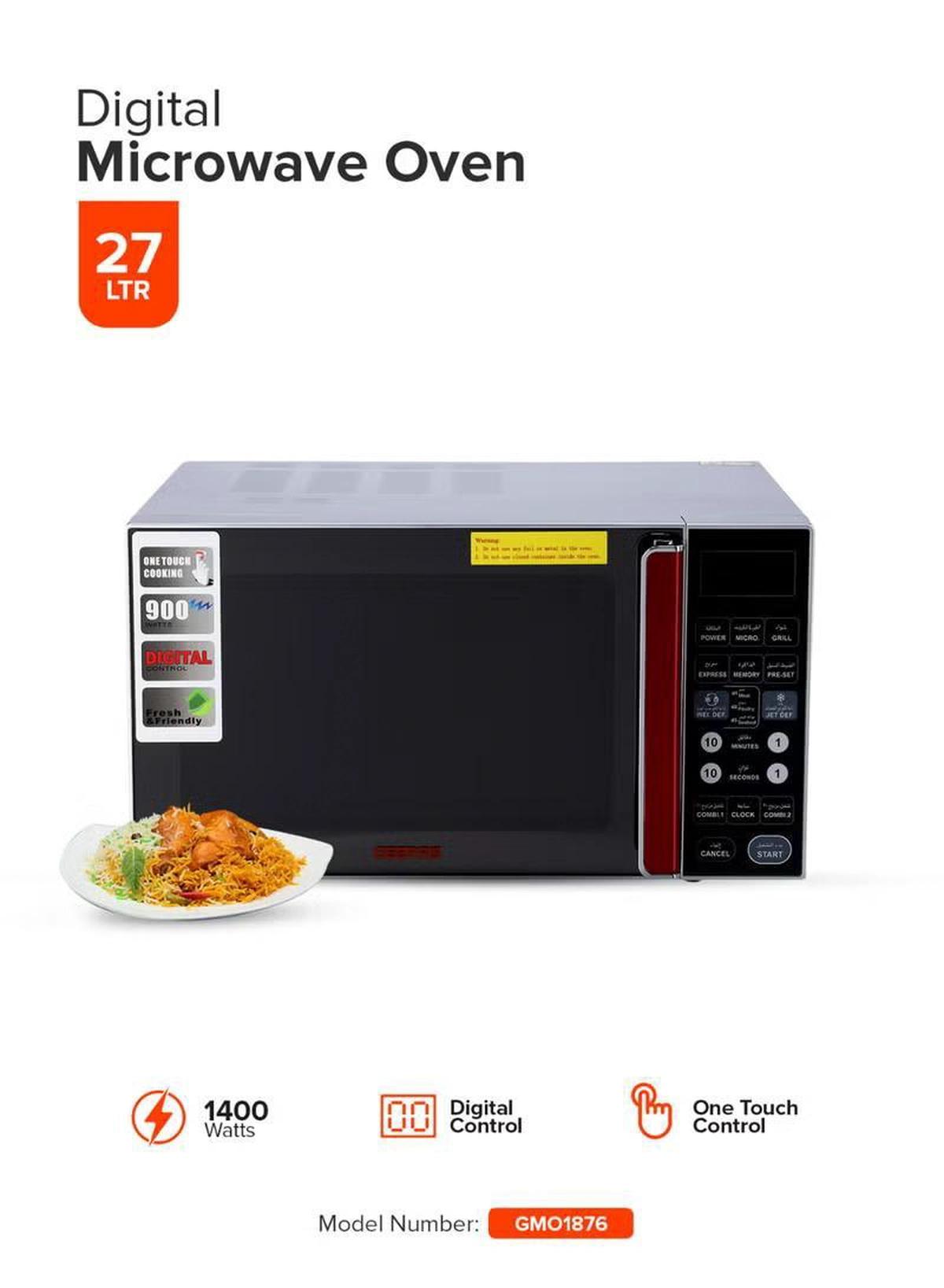 Geepas Digital Microwave Oven - Microwave Oven with Multiple Cooking Menus |Reheating & Defrost Function |Child Lock |Digital Controls 27 L 1400 W GMO1876 Silver-0-portrait