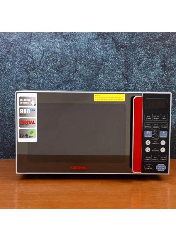 Geepas Digital Microwave Oven - Microwave Oven with Multiple Cooking Menus |Reheating & Defrost Function |Child Lock |Digital Controls 27 L 1400 W GMO1876 Silver