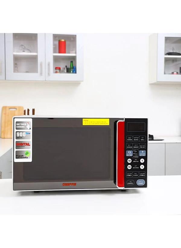 Geepas Digital Microwave Oven - Microwave Oven with Multiple Cooking Menus |Reheating & Defrost Function |Child Lock |Digital Controls 27 L 1400 W GMO1876 Silver