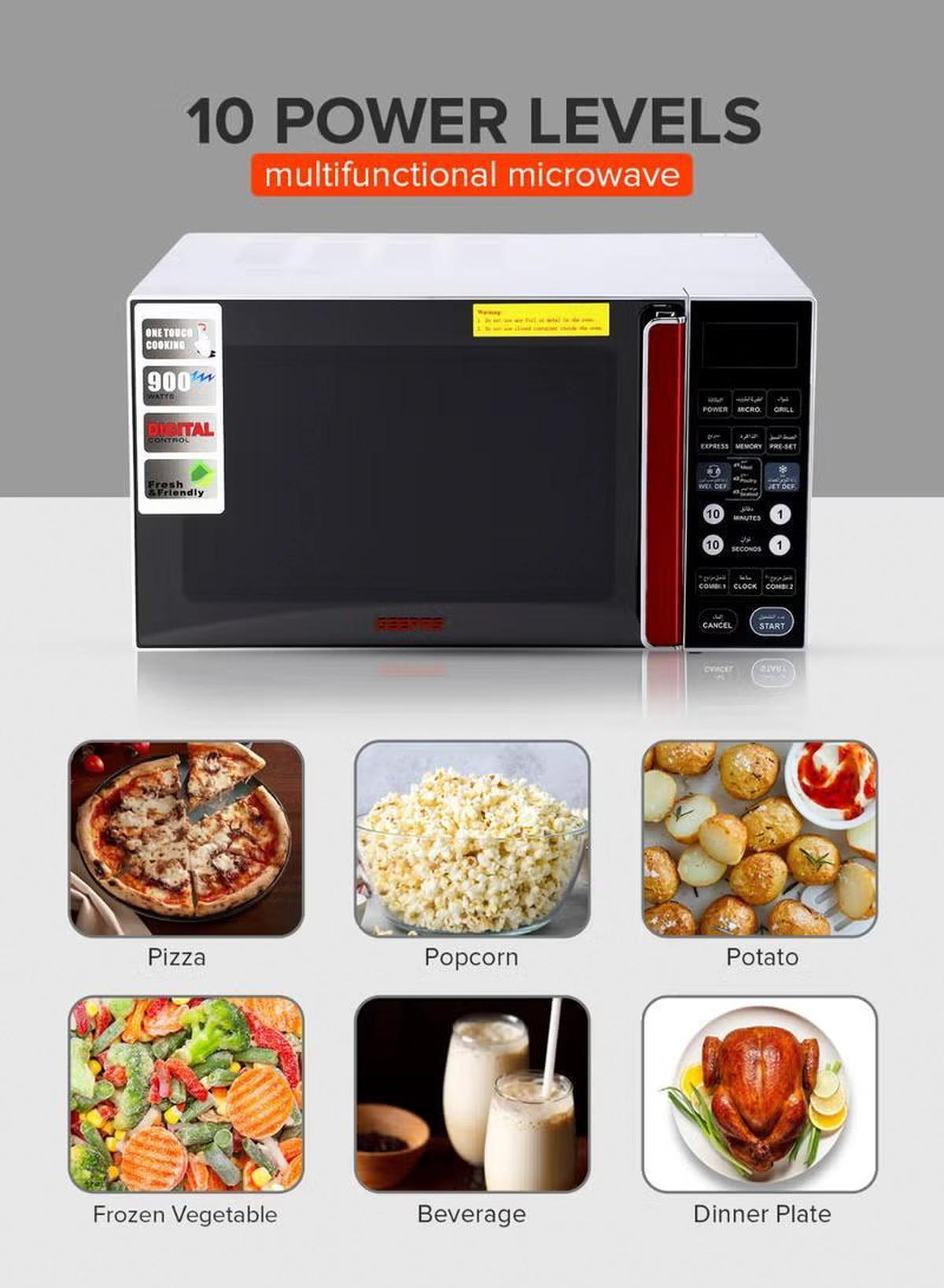 Geepas Digital Microwave Oven - Microwave Oven with Multiple Cooking Menus |Reheating & Defrost Function |Child Lock |Digital Controls 27 L 1400 W GMO1876 Silver-1-1