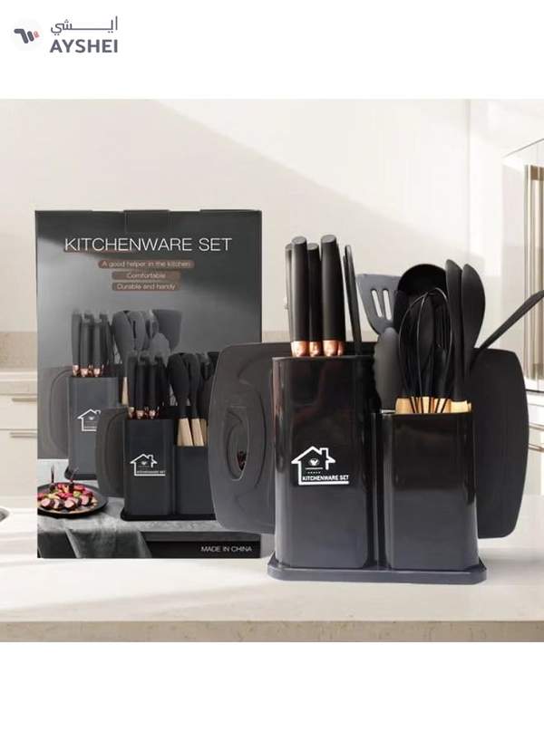 TD HOME 1550g The Perfect Combination of Food-Grade Silicone and 3Cr13 Stainless Steel - 19-Piece Set of Kitchen Knives and Tools