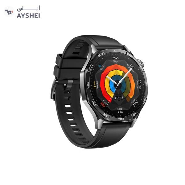 Huawei Watch GT 5 46mm Smartwatch, up to 14 Days Battery Life, All-new Running and Cycling Experience, Sharp-Edged Design Watch, Health Tracking, Compatible with iOS and Android - Fluoroelastomer Strap Black