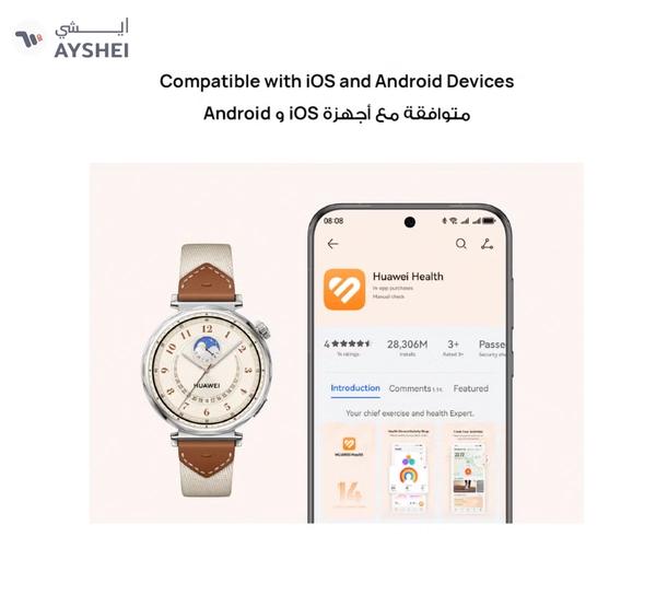 Huawei Watch GT 5 46mm Smartwatch, up to 14 Days Battery Life, All-new Running and Cycling Experience, Sharp-Edged Design Watch, Health Tracking, Compatible with iOS and Android - Fluoroelastomer Strap Black