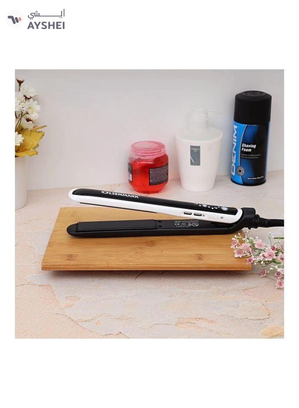 Olsenmark Hair Straightener With Ceramic Coated Plate Black/White-4-4