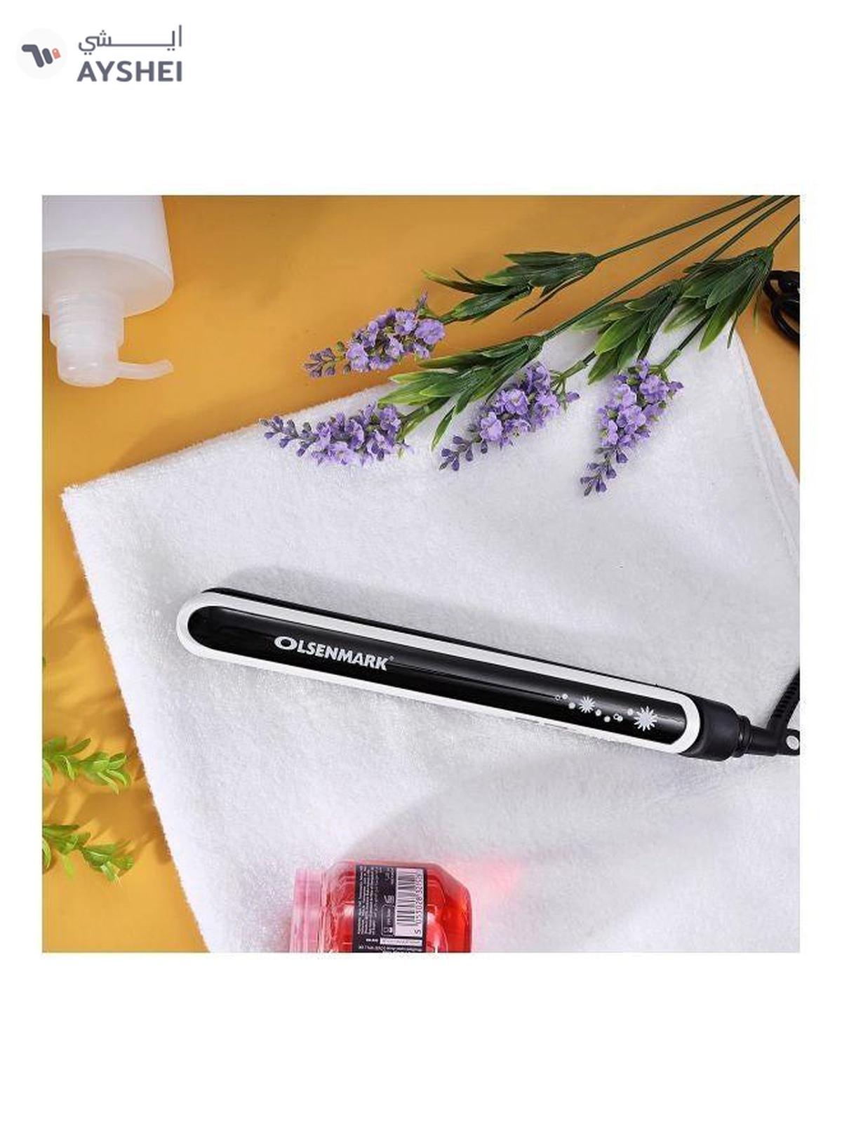 Olsenmark Hair Straightener With Ceramic Coated Plate Black/White-5-5