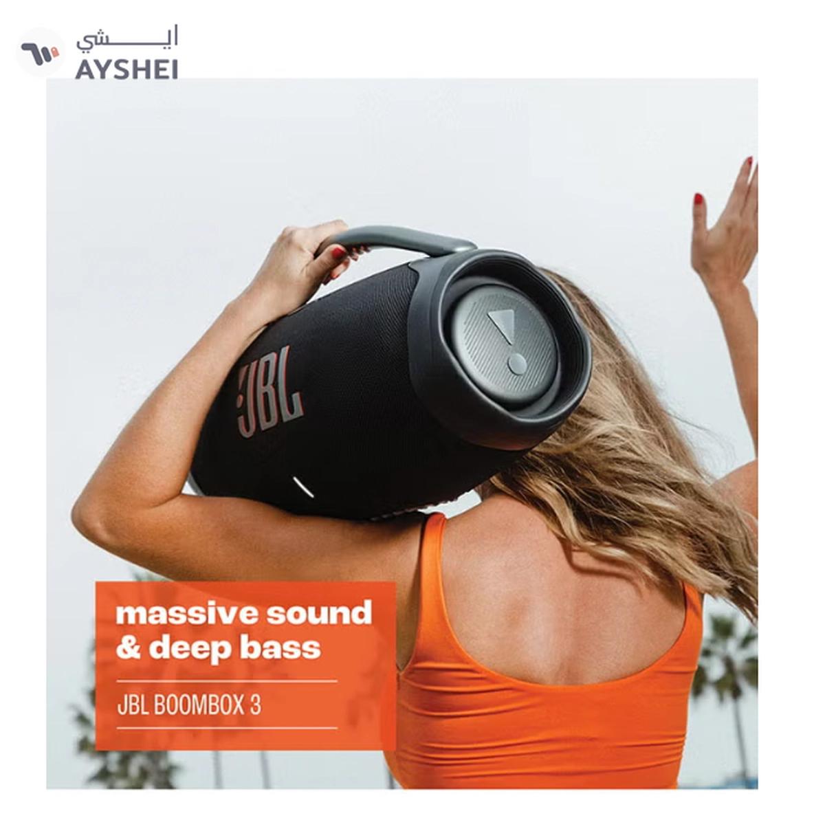 JBL Boombox 3 Portable Speaker With Massive Signature Pro Sound Black-3-3