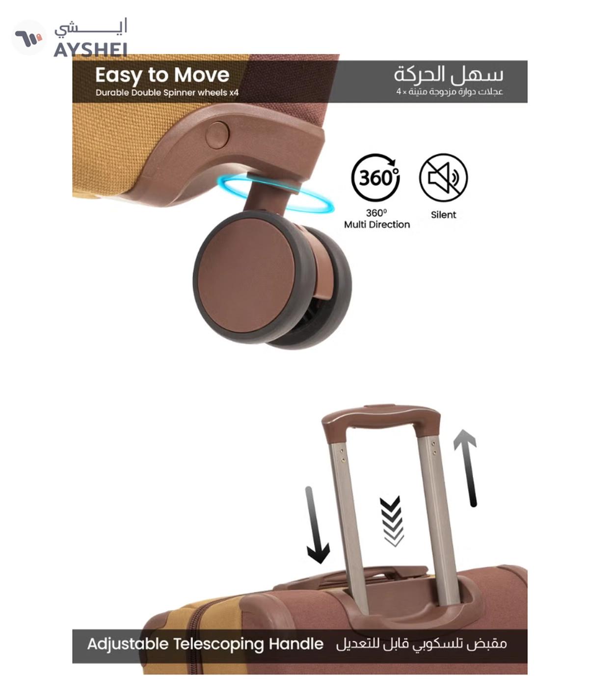 PARAJOHN Retro 3-Piece Canvas Luggage Set | 20/24/28 Inch Suitcases | 4-Wheel 360° Spinner Trolley | Travel Hard Case Set Brown-3-3