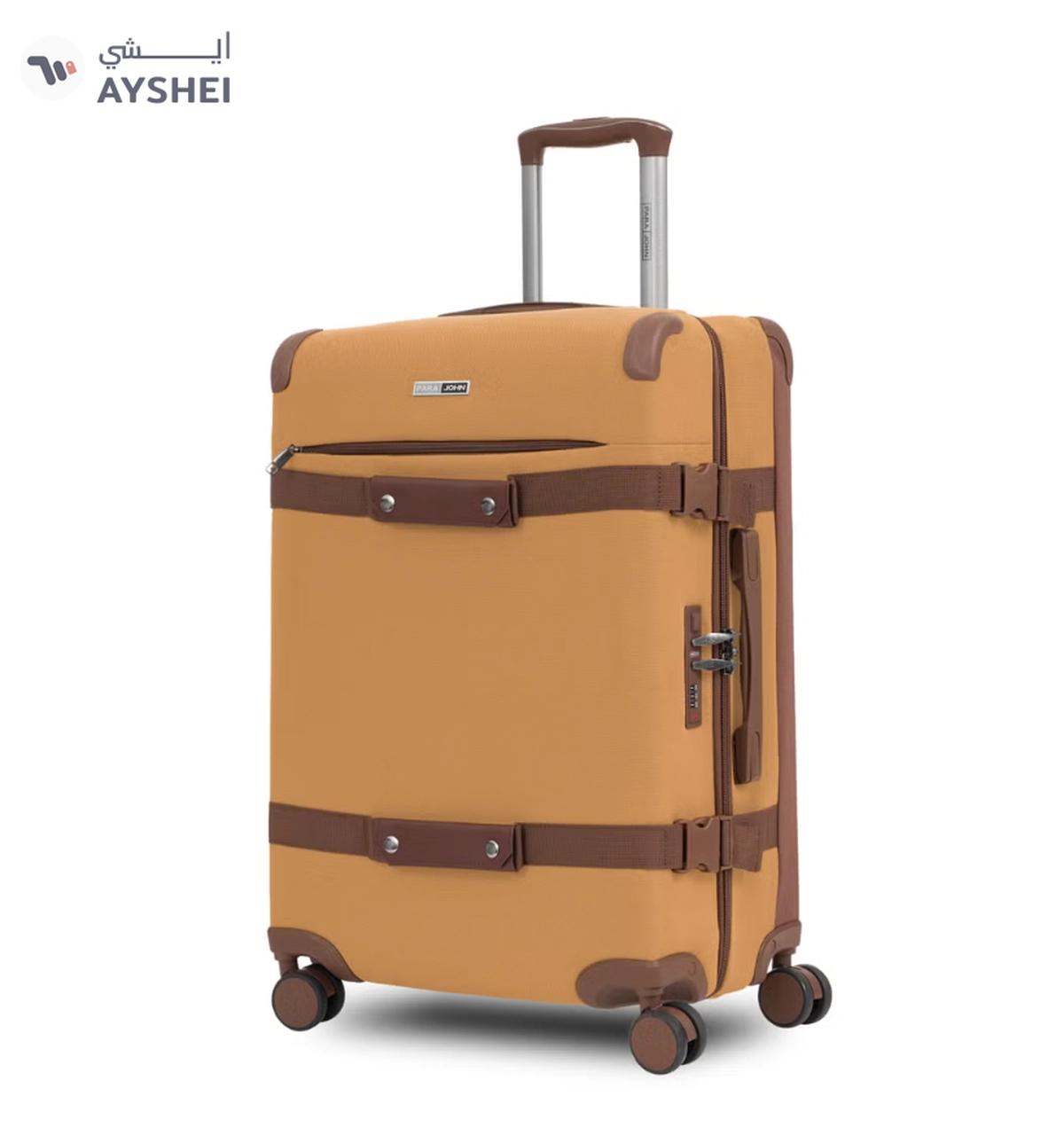 PARAJOHN Retro 3-Piece Canvas Luggage Set | 20/24/28 Inch Suitcases | 4-Wheel 360° Spinner Trolley | Travel Hard Case Set Brown-4-4