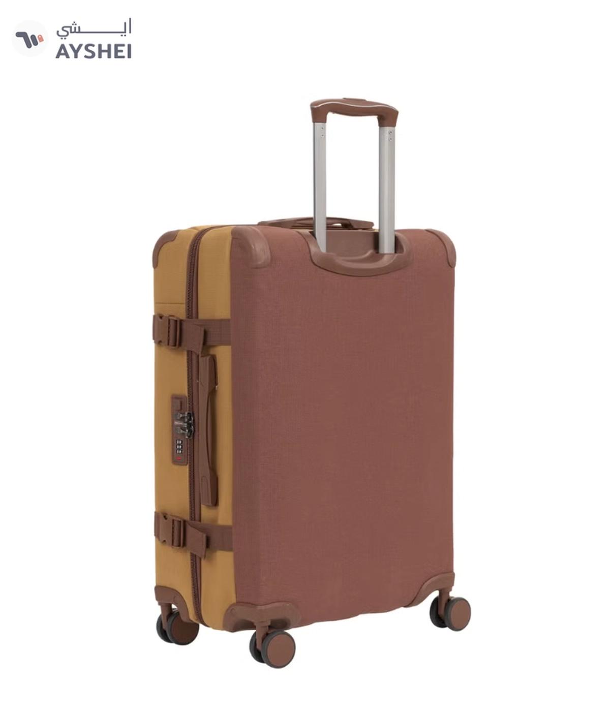 PARAJOHN Retro 3-Piece Canvas Luggage Set | 20/24/28 Inch Suitcases | 4-Wheel 360° Spinner Trolley | Travel Hard Case Set Brown-2-2