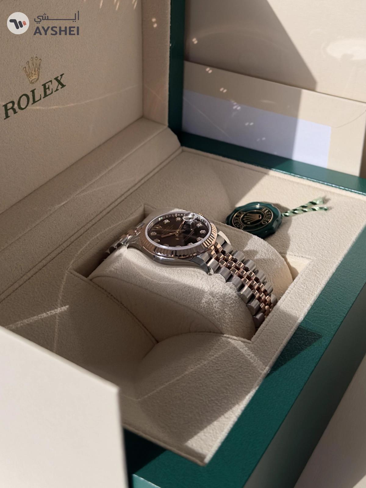Rolex Datejust 31mm Steel and Everose Gold Chocolate Dial Diamond index Jubilee Bracelet-6-6