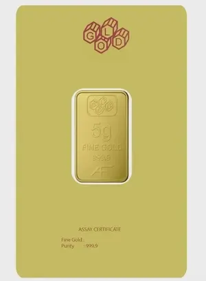 24K Gold Bar 5 gram Gold Bar Al Fardan UAE (999.9% Pure Gold) - Variable Design