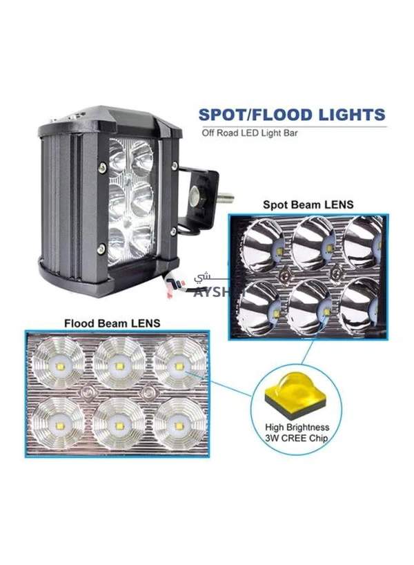 Sharpdo 2-Piece Led Light Bar 18W 4-Inch Flood Driving Fog