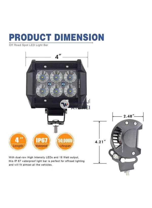 Sharpdo 2-Piece Led Light Bar 18W 4-Inch Flood Driving Fog