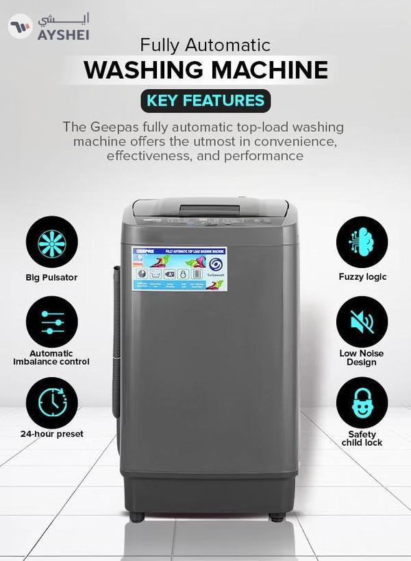 GEEPAS 5 KG Fully Automatic Top Load Washing Machine| Auto-Imbalance, Gentle Fabric Care