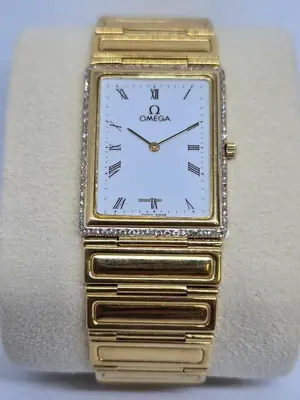 Omega Classic | Full Yellow Gold Vintage Bezel Diamond with White Dial | Used (Fair) | Year of production 2000 (Approximation) | No original box | No original papers