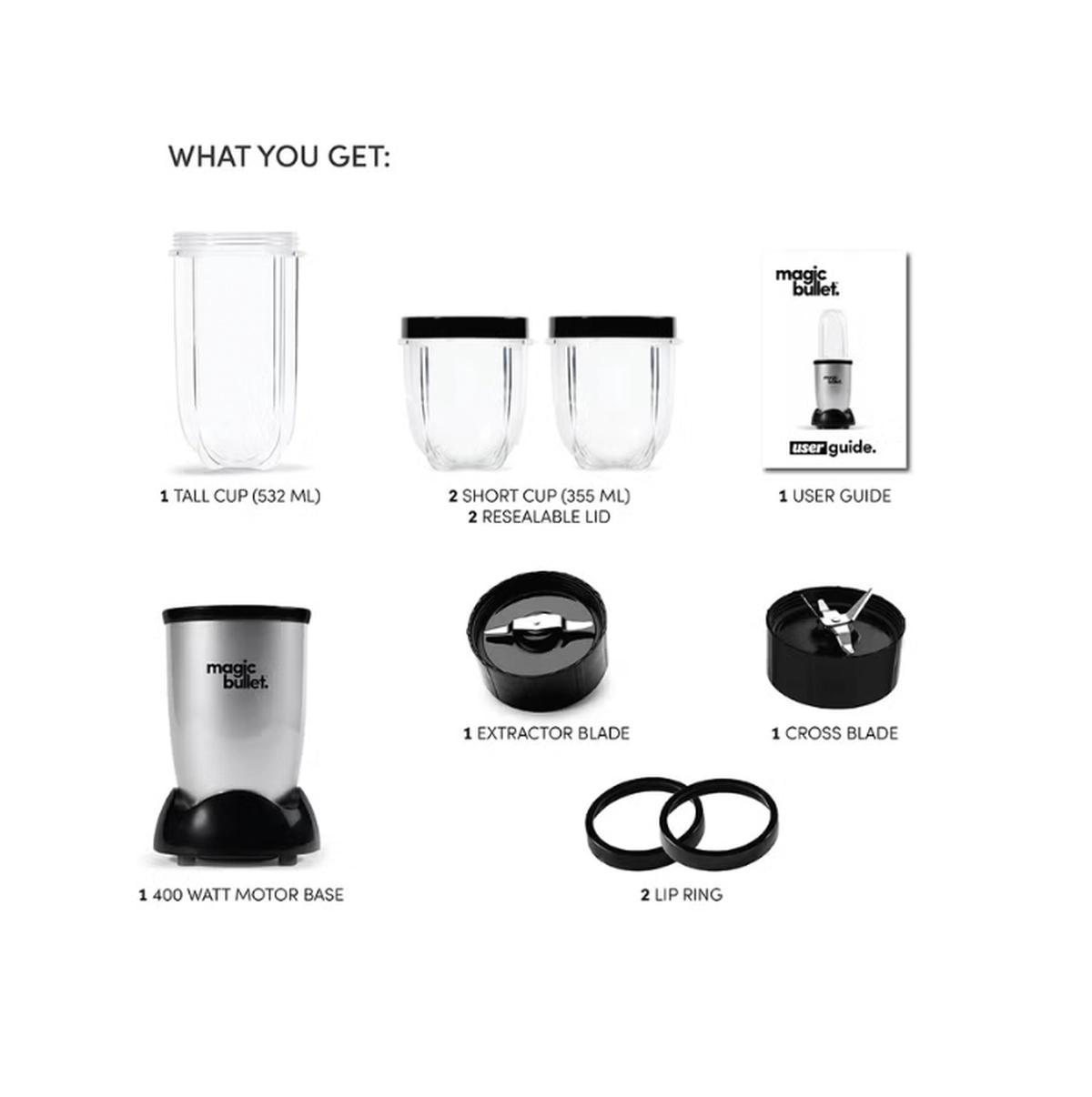 Magic Bullet 9-Piece High-Speed Blender/Mixer System 532 ml 400 W MB4-1012 Silver/Clear/Black-0-portrait