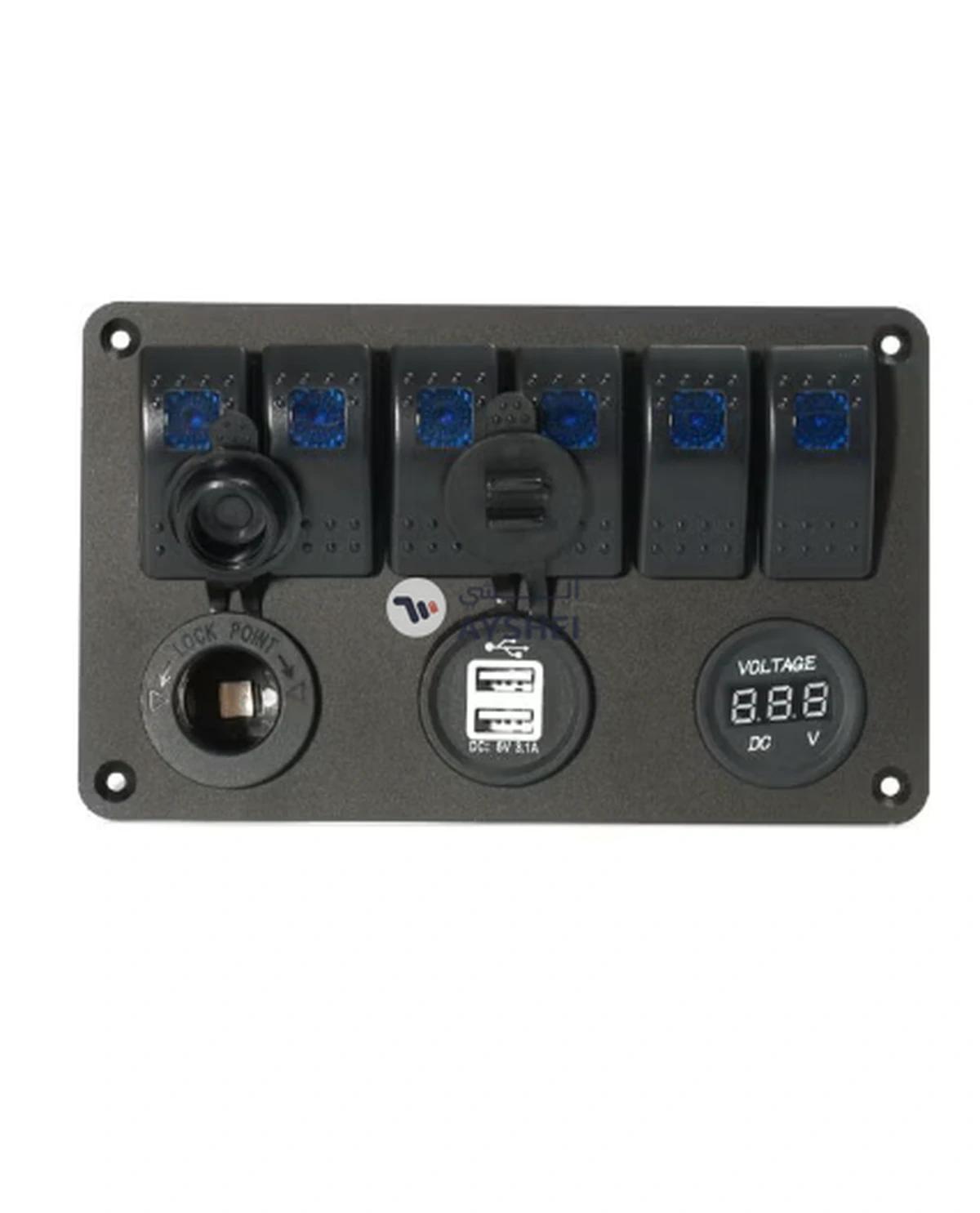 Generic Dual USB 6 Gang LED Rocker-0-0