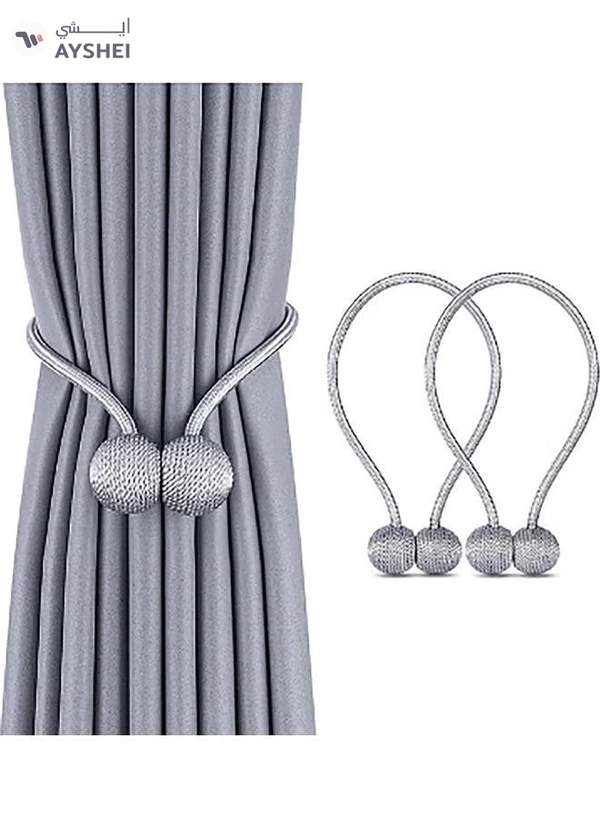 AIWANTO 2-Pieces Curtain Tiebacks Magnetic Holders Silver