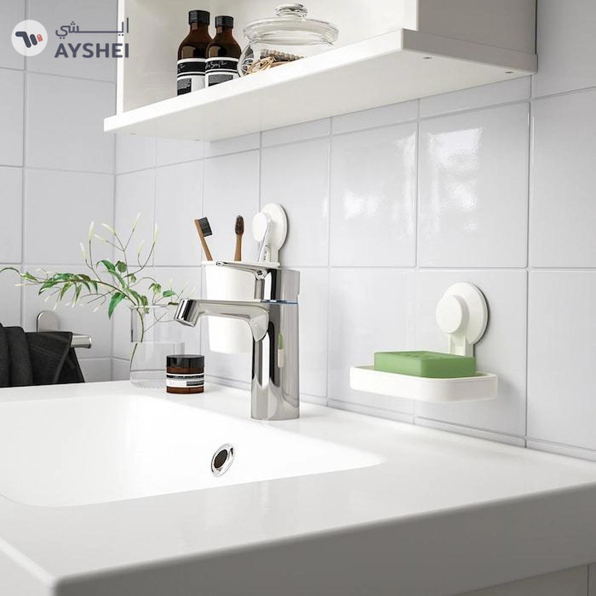 IKEA TISKEN Toothbrush Holder with Suction Cup, White -0-portrait