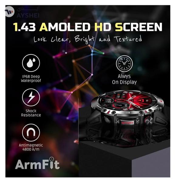 ARMFIT Hulk Smartwatch For Men, AMOLED Always On Display Bluetooth Calling Waterproof Fitness Watches Compatible With Android iOS Black