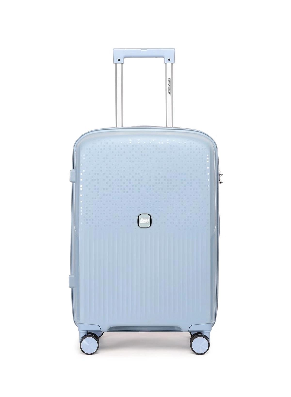 British Tourister 3 Piece Polyproplene Hard Side Spiner Luggage Trolley Set 20/24/28 Inch - Grey Blue-1-portrait
