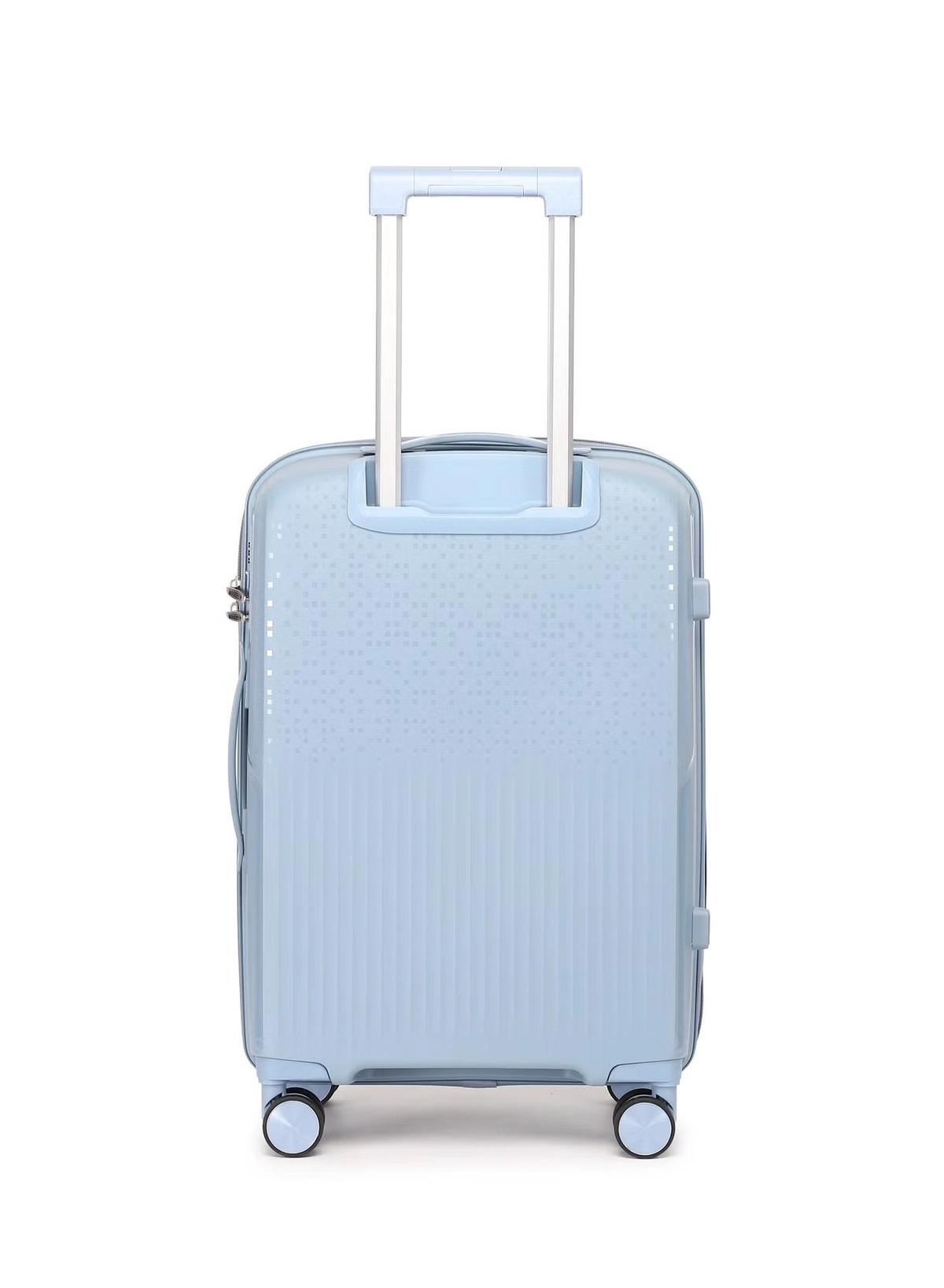 British Tourister 3 Piece Polyproplene Hard Side Spiner Luggage Trolley Set 20/24/28 Inch - Grey Blue-5-5