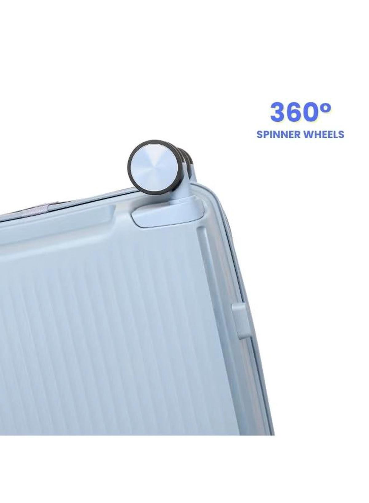 British Tourister 3 Piece Polyproplene Hard Side Spiner Luggage Trolley Set 20/24/28 Inch - Grey Blue-0-portrait