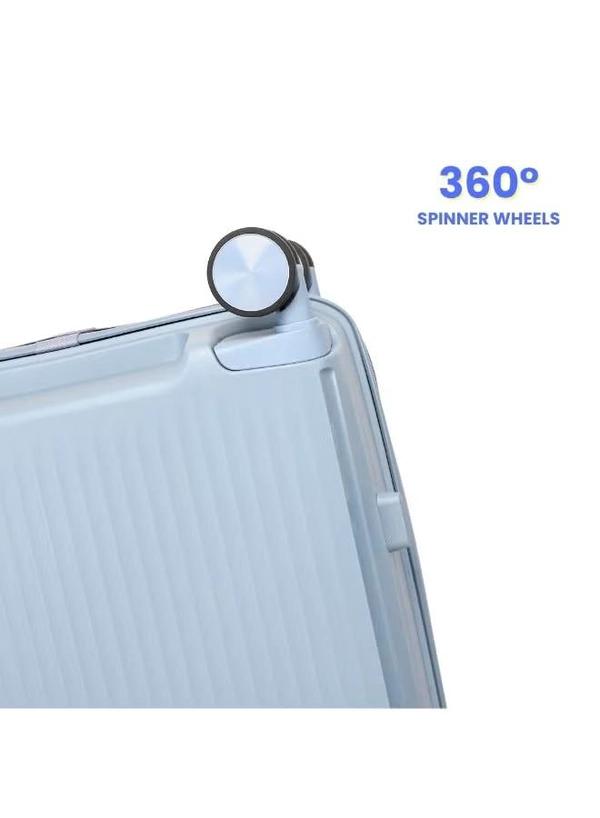 British Tourister 3 Piece Polyproplene Hard Side Spiner Luggage Trolley Set 20/24/28 Inch - Grey Blue