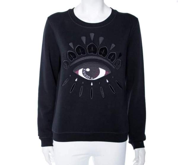 Kenzo Black Eye Embroidered Cotton Sweatshirt
