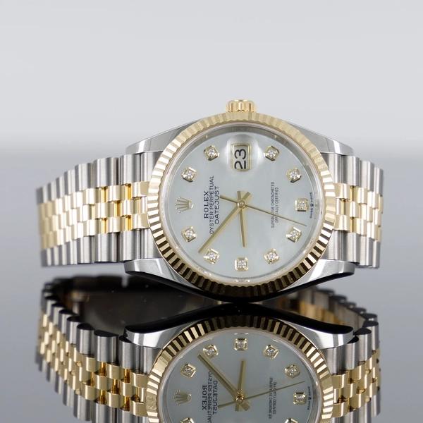 Rolex Datejust 36 | White Diamond Dial 36mm with Jubilee Bracelet | Used (Very good) | Year of production 2005 | Original box | Original papers