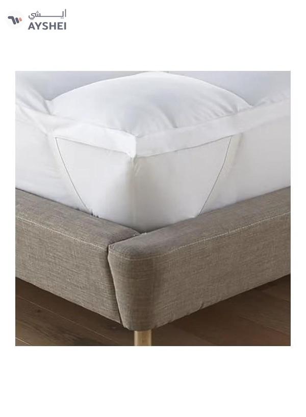 REGAL IN HOUSE Two Layers Microfiber Mattress Topper 10 cm With Silicone Filling and Rubber Corners Edges Microfiber White