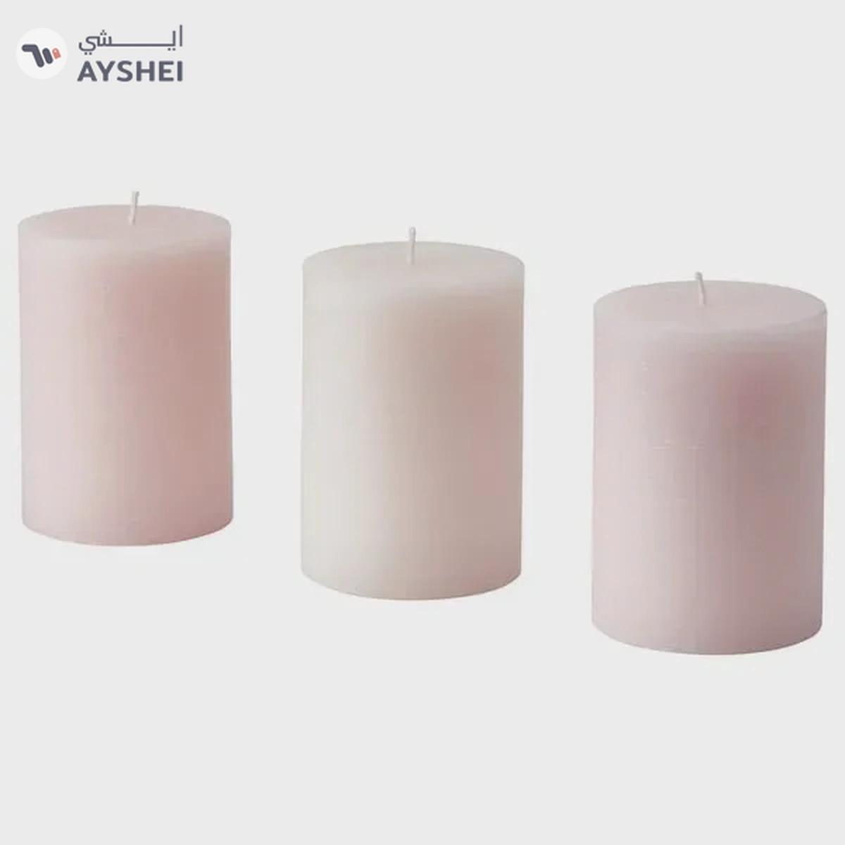 IKEA LUGNARE Scented Pillar Candle: Jasmine/Pink, 30-Hour Burn Time-0-portrait