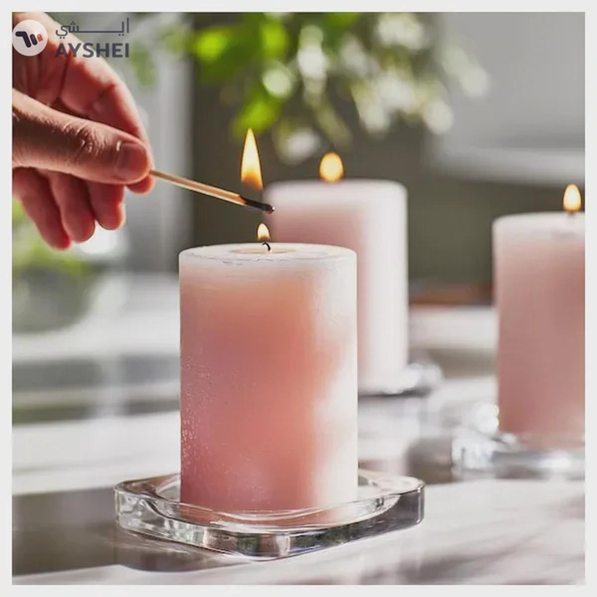 IKEA LUGNARE Scented Pillar Candle: Jasmine/Pink, 30-Hour Burn Time-1-portrait