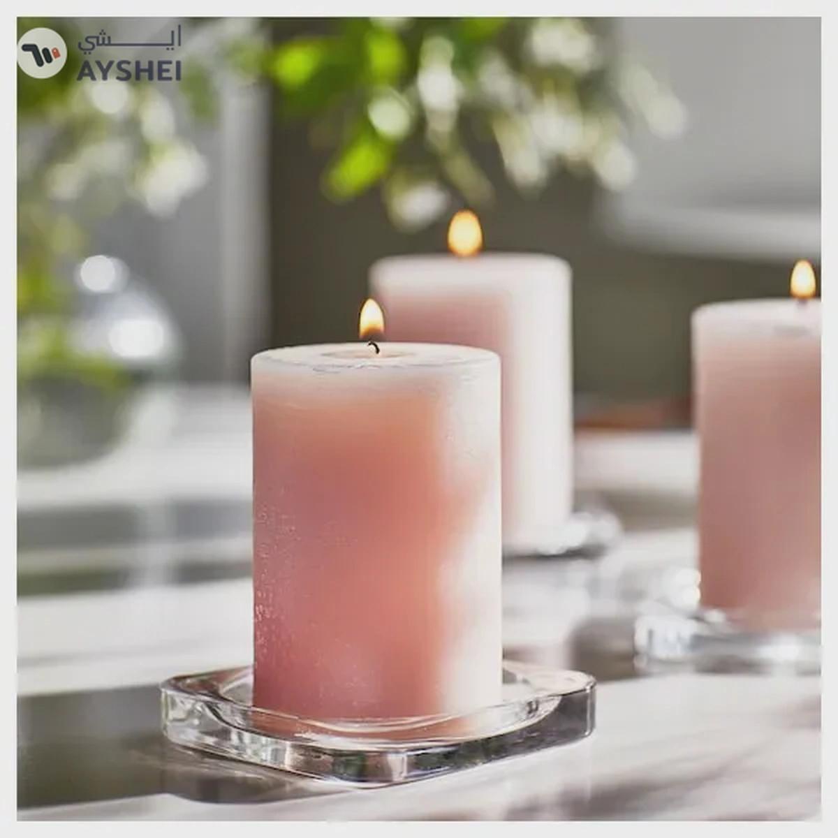 IKEA LUGNARE Scented Pillar Candle: Jasmine/Pink, 30-Hour Burn Time-3-3