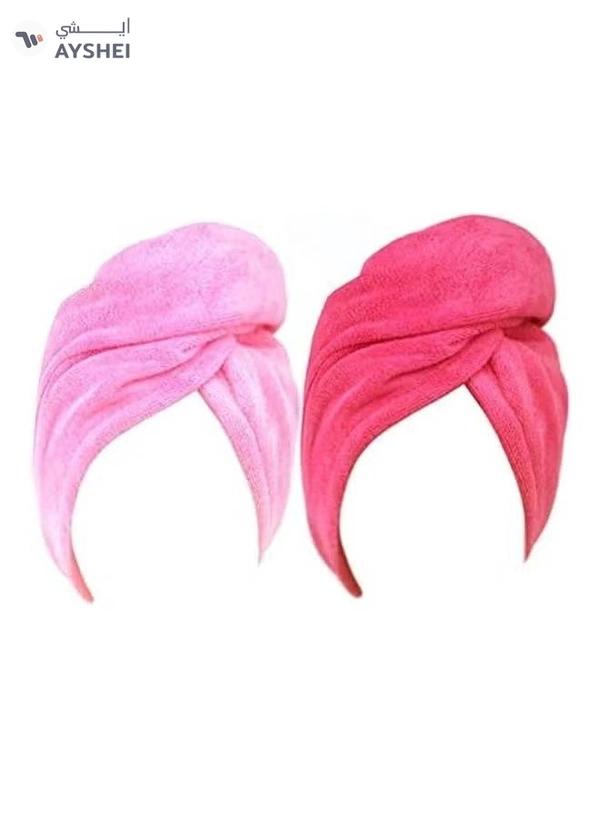 NuSense 2-Piece Quick Dry Microfiber Hair Towel With Elastic Loop Pink 130cm