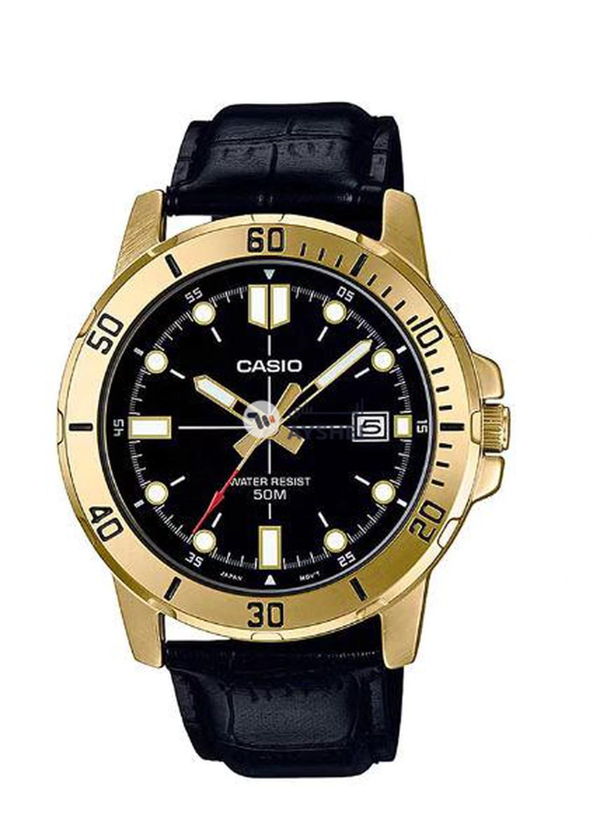 CASIO Men's Water Resistant Analog Watch MTP-VD01GL-1EVUDF - 45 mm - Black-0-0