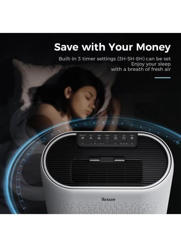 IBSUN Air Purifier Large Room Up to 60 ㎡ with Air Quality Sensors, H13 True HEPA Filter Remove 99.97% for Dust Pet Dander ZY2866