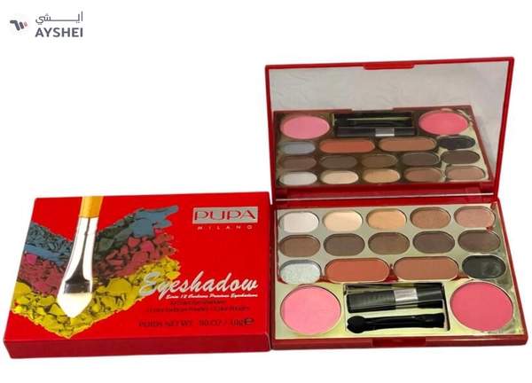Pupa Milano Eyeshadow Palette 02, 12 Shades Eye Shadows, 2 shades Eyebrow Powder, 2 Shades Powder Blush