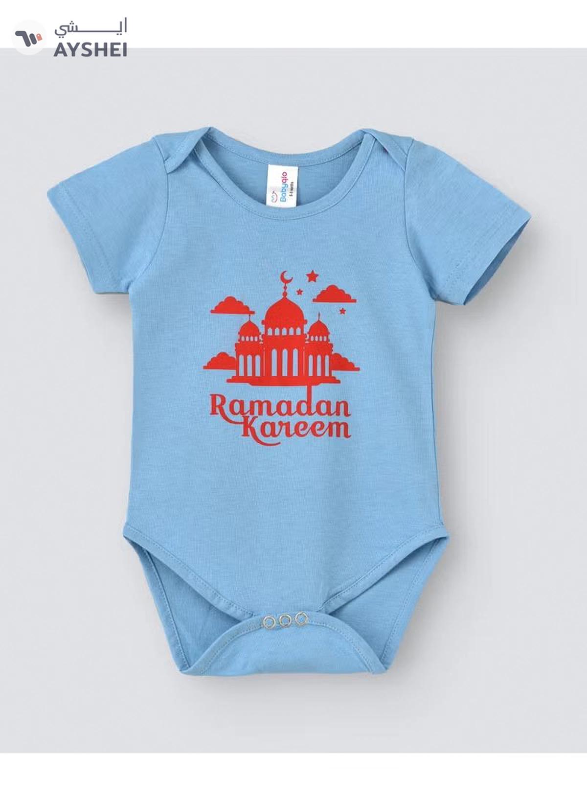 Babyqlo Festive Printed Onesies Sky Blue-0-0