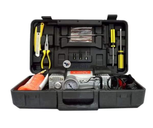Camel Car Air Compressor With Plastic Tool Box And Dual Cylinders
