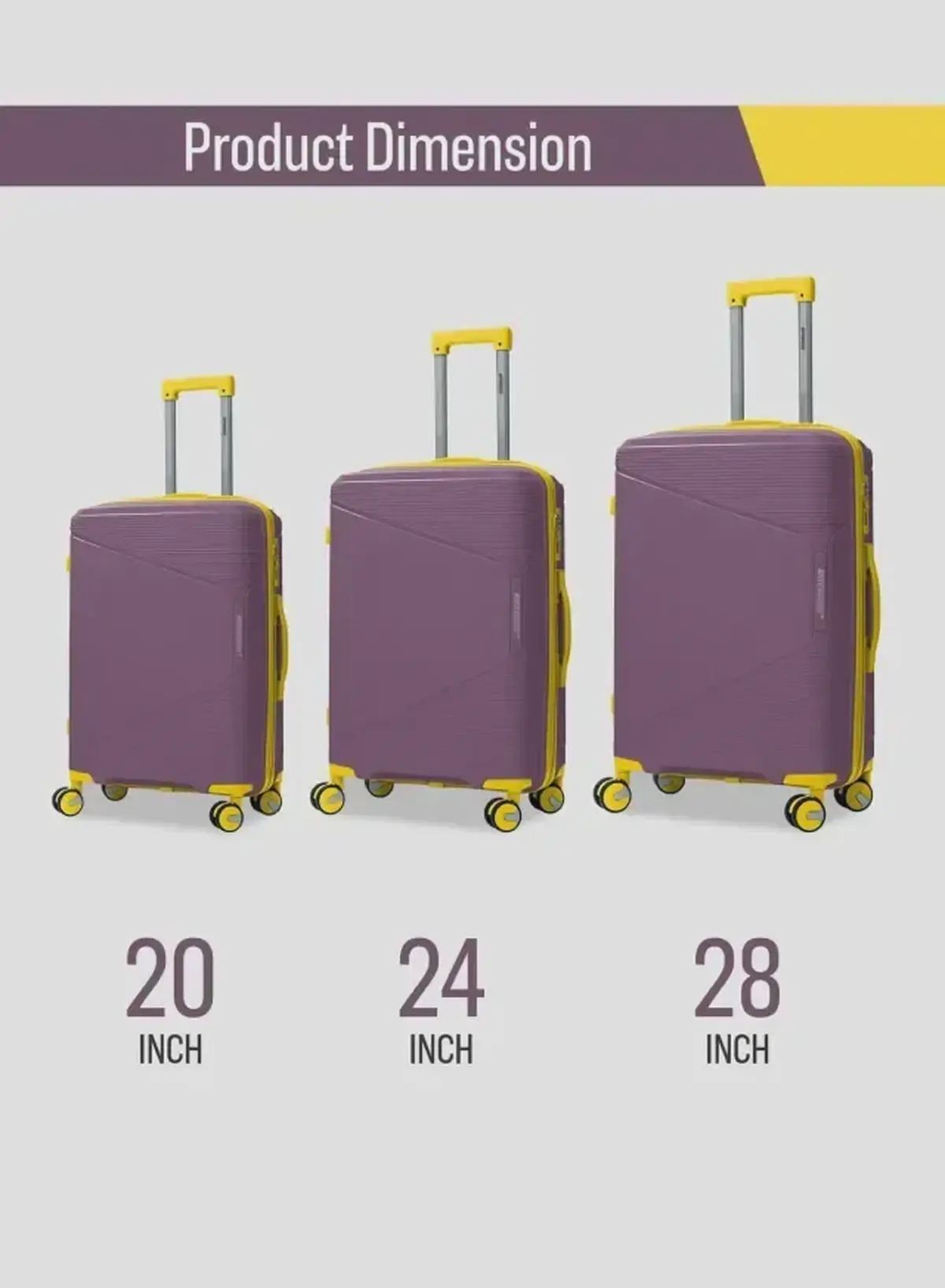British Tourister 3 Piece Polypropylene Hard side Luggage Set with TSA Lock | Lightweight Spinner Suitcases with 360° Wheels | Durable Trolley Bags for Secure Travel (Small, Medium, Large) – Purple-6-6