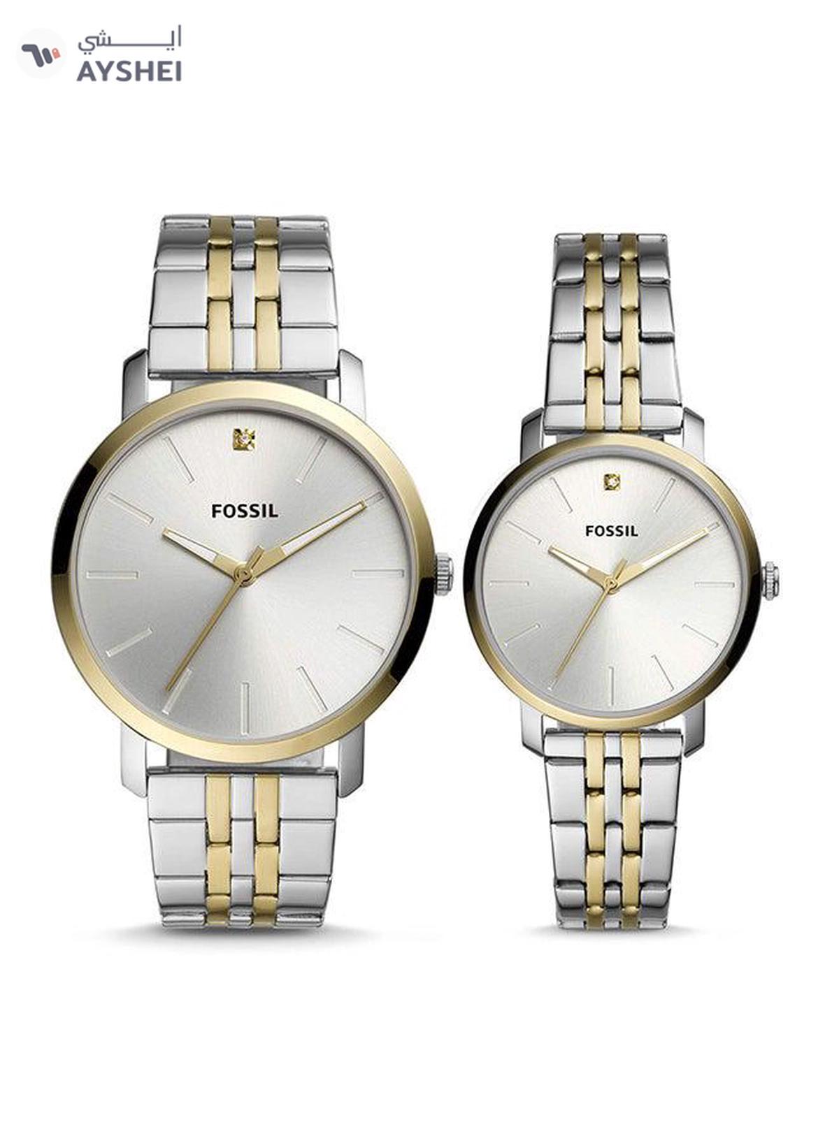 Fossil Stainless Steel Analog Couple Watch Set-0-portrait