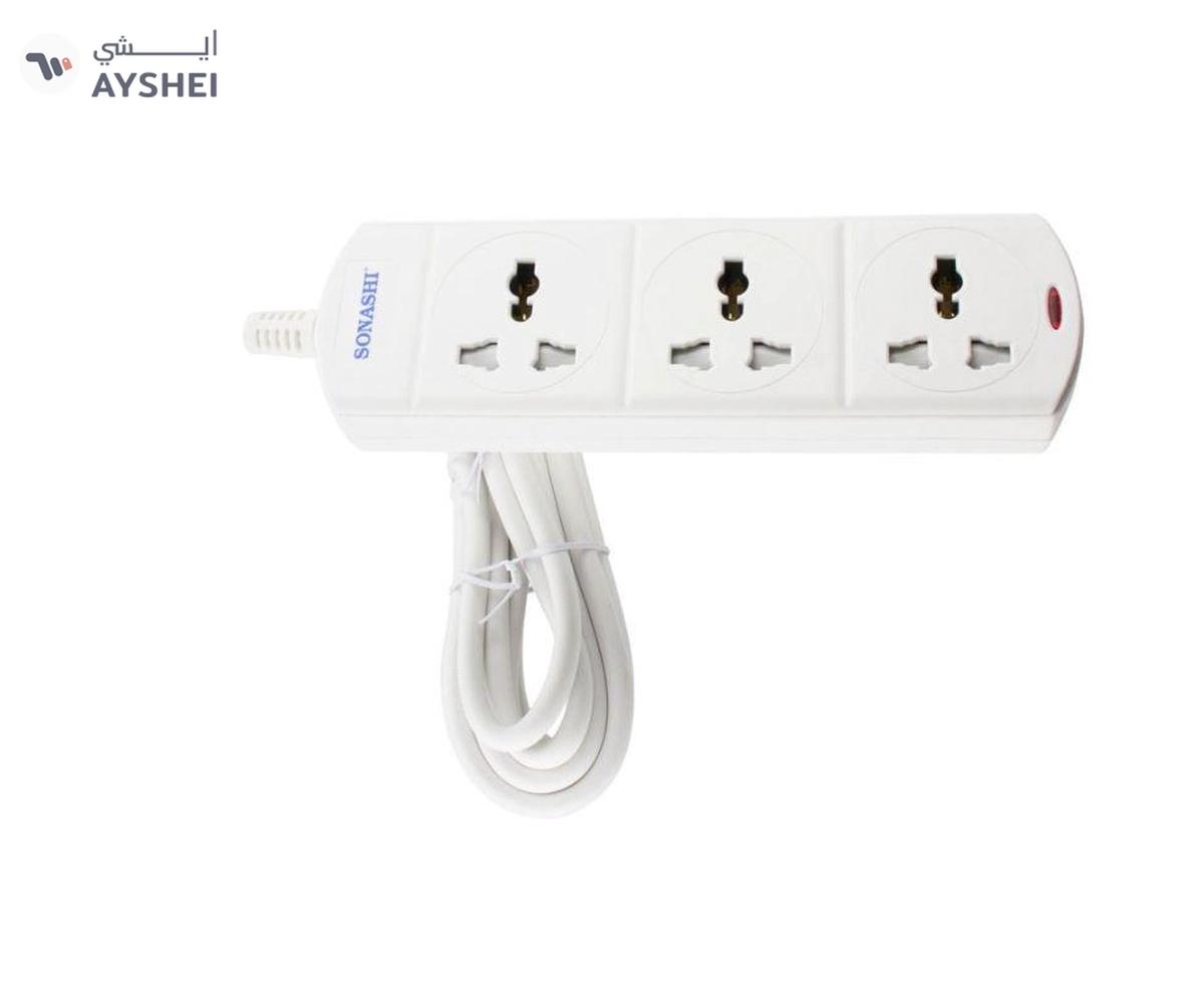 Sonashi 3Way Universal Extension Socket with 3M Length Copper AC Cord Featured with Indicator Light-2-2