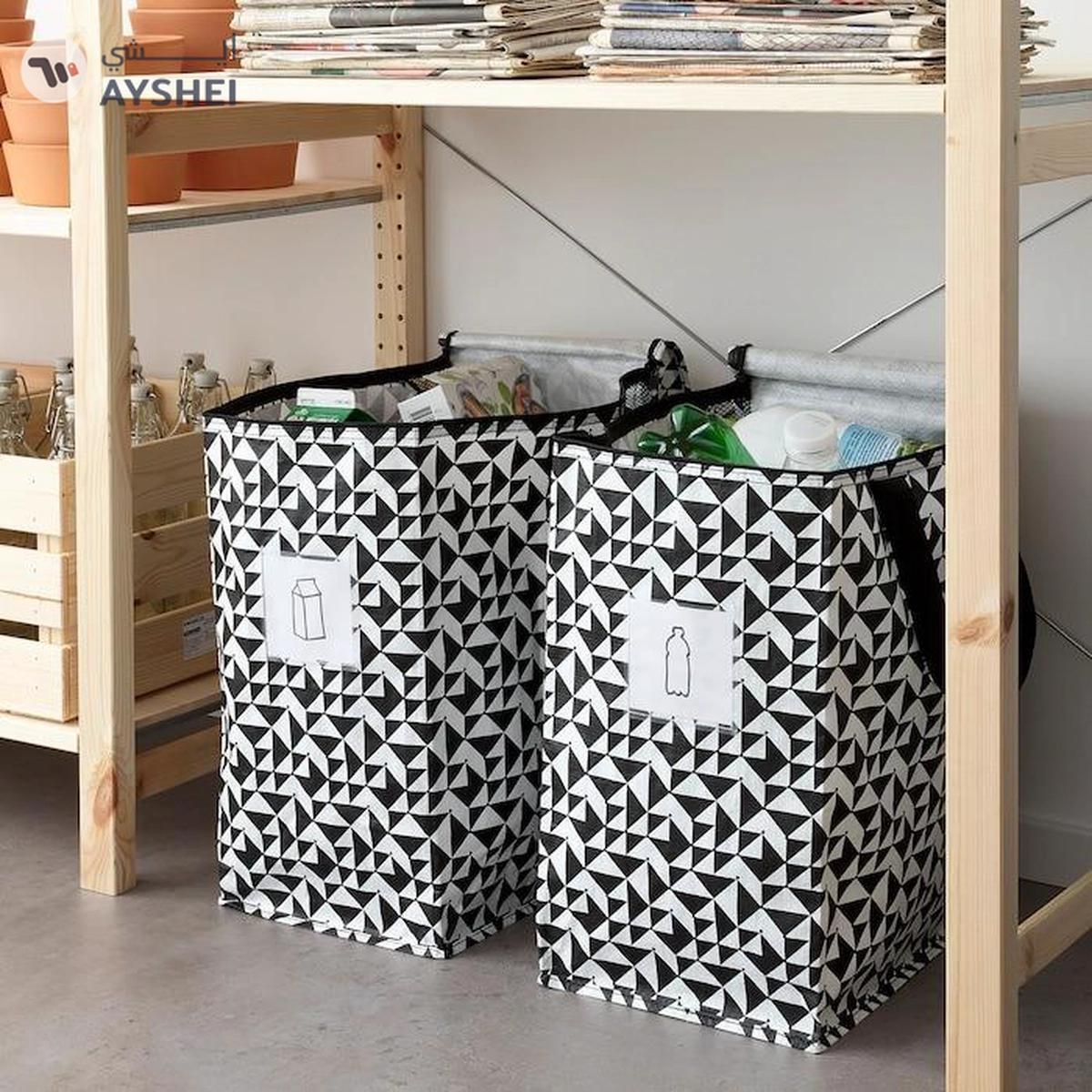 IKEA KNALLA Bag, Black/White, 40x25x47 cm, 47L-1-portrait