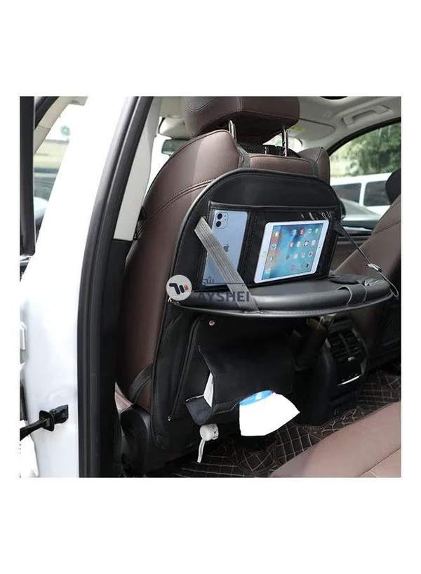 Generic Car Back Seat Organizer With Foldable Tablet Holder Multifunctional Backseat Car Organizer With Trash Can Tissue&Cup Holder Waterproof Pu Leather Premium Backseat Storage Bag