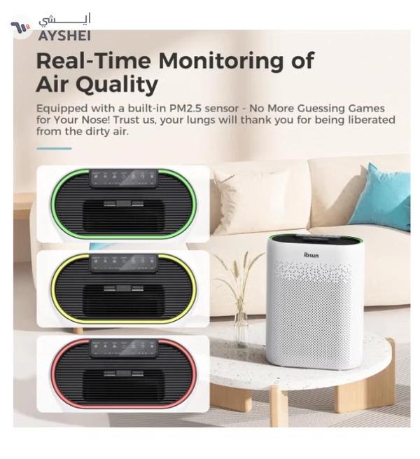 IBUSN Air Purifier Large Room Up to 60 ㎡ with Air Quality Sensors, H13 True HEPA Filter Remove 99.97% for Dust Pet Dander ZY2866