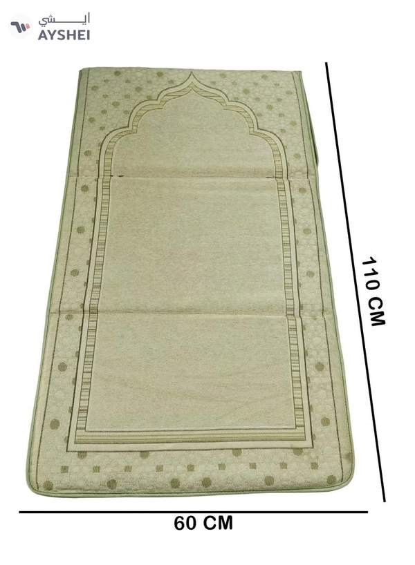 Yuwell Foldable Prayer Mat with Back Support & Carrying Bag, 2-in-1 Prayer Rug Sajadah, Anti-Slip Islamic Salah Mat 110×60CM for Men & Women, Portable Ramadan & Eid Gift Beige